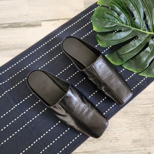 Vince Nida Square Toe Leather Open Back Mules Black Size 7.5